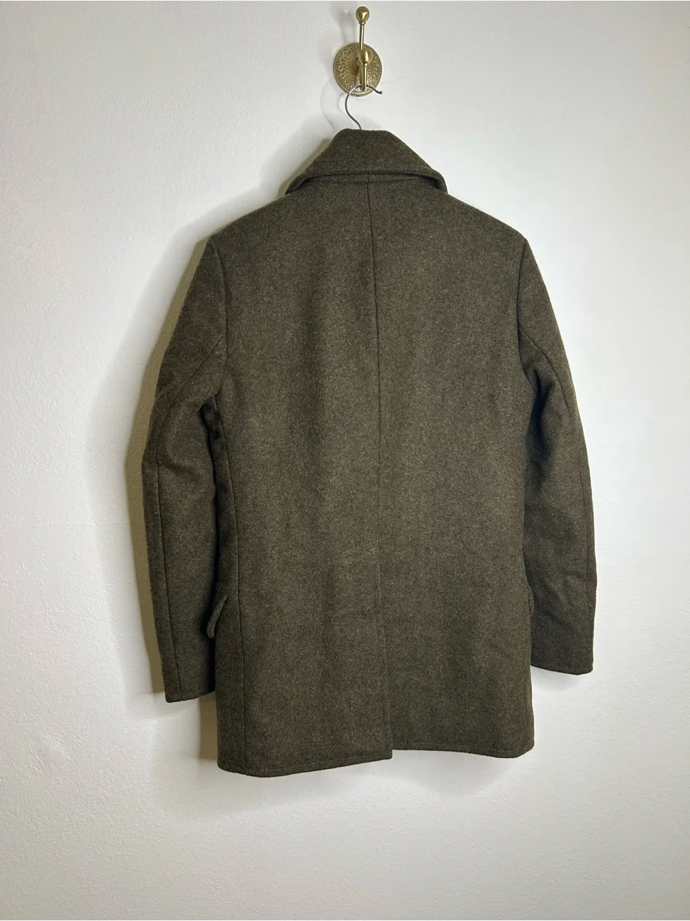 J. Crew 100% Wool Army Green Double Breasted Peacoat Size Small